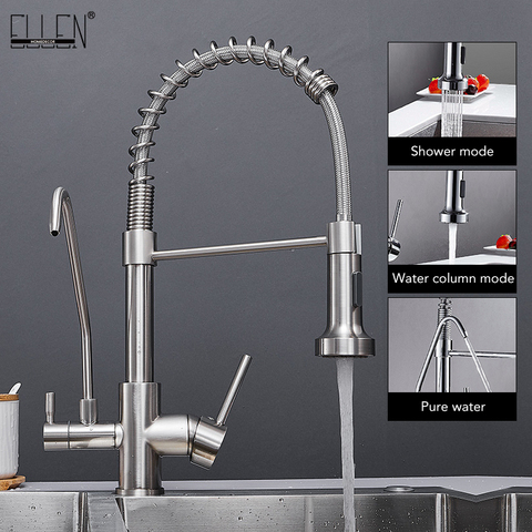 Kitchen Faucets Pull Down Hot Cold Water Filter Tap for Kitchen Three Ways Sink Mixer Kitchen Faucet Chrome Finished  ELK9133 ► Photo 1/6