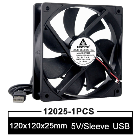 Gdstime 120x120x25mm 120mm 5V 2Pin 12025 PC Fans With USB Connector DC Cooling Fan for computer case ► Photo 1/6