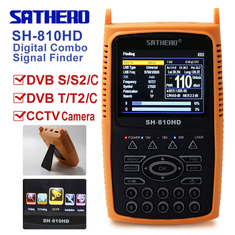 Finder Digital Satellite Finder, Satellite Meter SAT Finder, DVB S2 DVB T2 Sathero SH-810HD Full 1080P CCTV Tester TVI AHD 8MP ► Photo 1/6