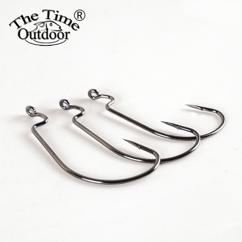The Time Soft Bait Hook Crank Hook High Carbon Steel Bass Worm Hooks Soft Barbed Extra Wide Gap Texas Jig Fishing Hook Baits ► Photo 1/6