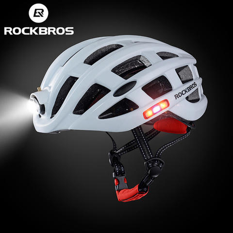 Rockbros Bicycle Head Light Helmet with USB Warning Taillight Led Flashlight Hat For Mountain Road Bike Safety Cycling Equipment ► Photo 1/6