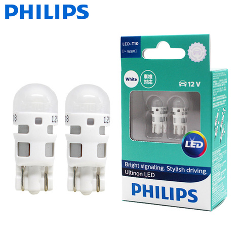 Philips T10 LED 12V W5W 6000K 11961ULW Cool blue and white driving lights turn signal lights and other stylish driving. 2 pack ► Photo 1/6