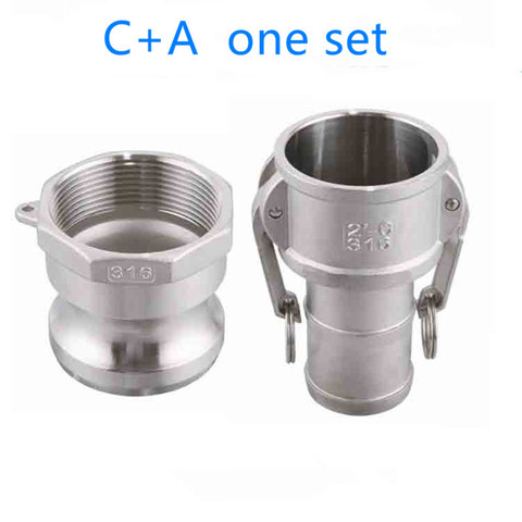 C+A one set of Camlock Fitting Adapter Homebrew 304 Stainless Steel Connector Quick Release Coupler 1/2