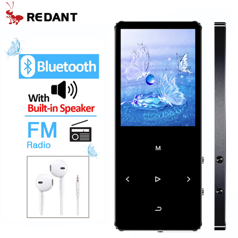 REDANT MP3 Player Bluetooth hifi lossless mini music player with fm radio speaker headphones, sport MP 3 portable metal walkman ► Photo 1/6