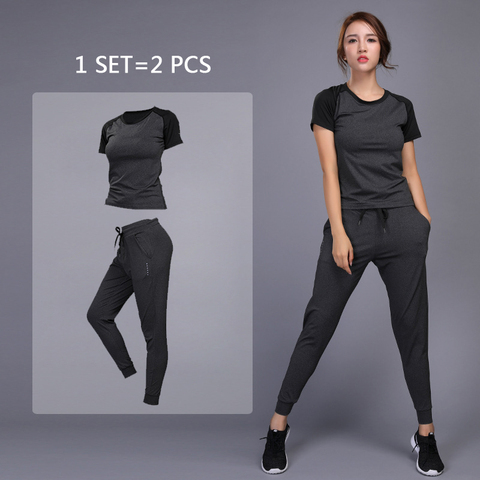 New Women's Sportswear Yoga Sets Jogging Clothes Gym Workout Fitness Training Yoga Sports T-Shirts+Pants Running Clothing Suit ► Photo 1/6