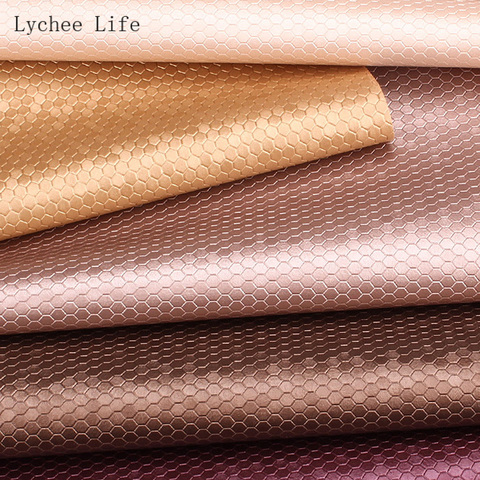 A4 Honeycomb Pattern PVC Leather Fabric Artificial Bag Elastic Sewing Fabric For Garment Clothes Making ► Photo 1/6