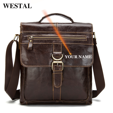 WESTAL Big Crossbody Bags for Men Genuine Leather Bag Hasp Men's Shoulder Bag Leather Handbags Fashion Messenger Bags Man 1292 ► Photo 1/6