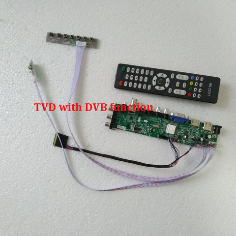 New Digital Signal DVB-T2 DVB-T DVB-C LCD TV Controller Board+7 Key Button+ 1Ch 6bit for M140NWR2 R1 R0 R2 1366X768 Panel screen ► Photo 1/1