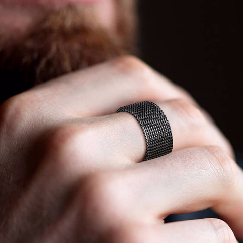 MENS MODERN STAINLESS STEEL MESH BAND RING MESH BAND FOR MEN WOMEN JEWELRY ► Photo 1/6