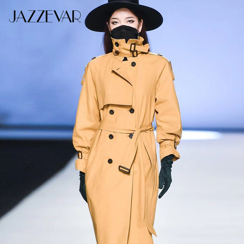 JAZZEVAR 2022 New arrival autumn top trench coat women double breasted long outerwear for lady high quality overcoat women9003-1 ► Photo 1/6