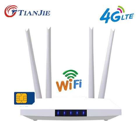 TIANJIE LM321 4G LTE wifi router hotspot sim card modem RJ45 WAN LAN external antennas GSM high speed 300Mbps with sim card slot ► Photo 1/6