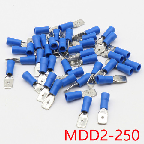 MDD2-250 MDD2.5-250 male Insulated Spade Quick Connector Terminals Crimp Terminal AWG 100PCS/Pack MDD ► Photo 1/3