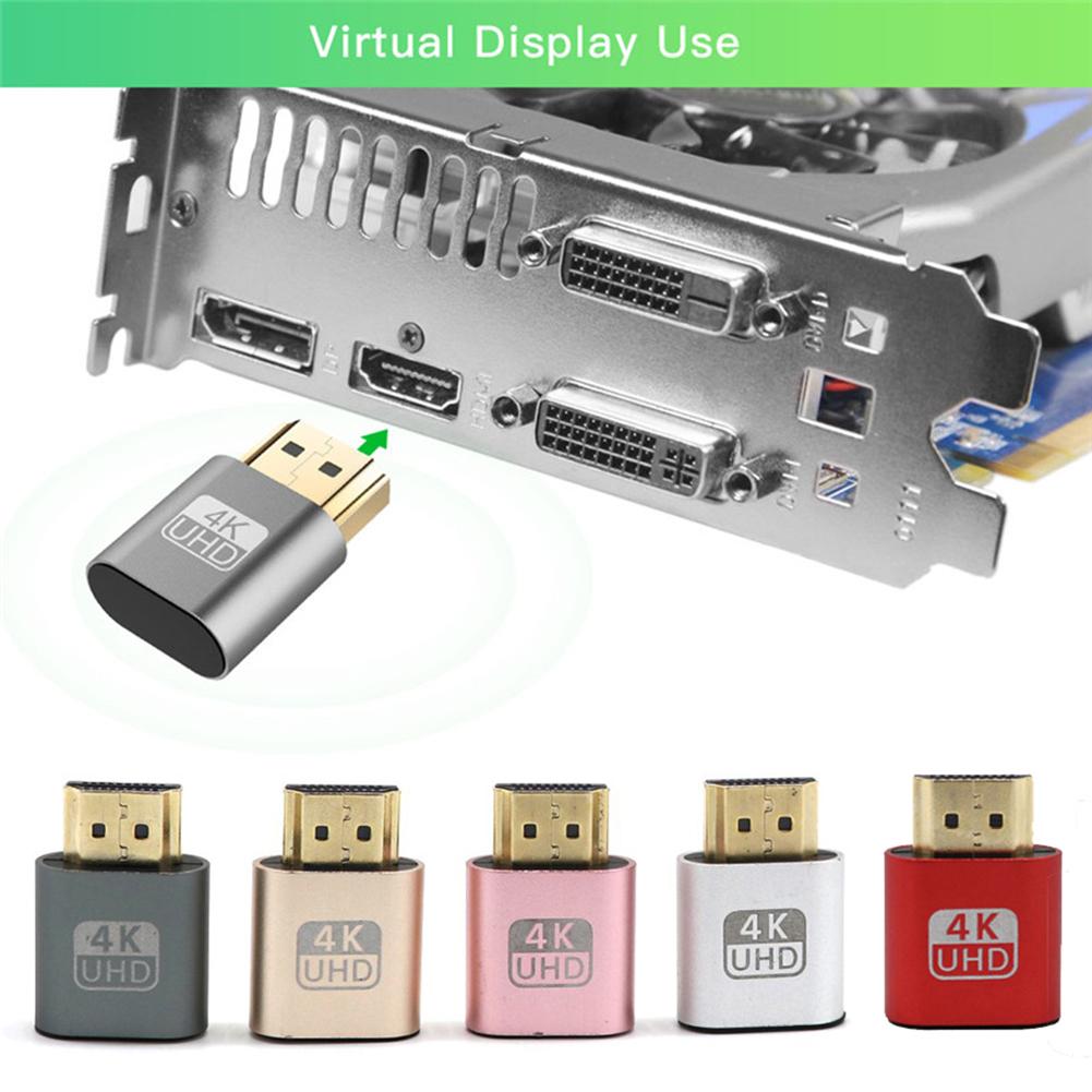 Computer Cables Yoton Zinc Alloy VGA Virtual Display Adapter HDMI Dummy Plug Headless Ghost Display Emulator Lock Plate w/LED Indicator Light Cable Length: Other