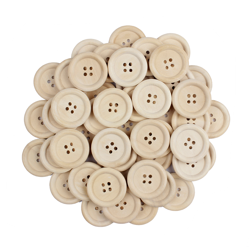 15mm/20mm/25mm 4-Holes Nature Color Wooden Buttons For Craft Round Sewing Button Scrapbook DIY Home Decoration Accessories ► Photo 1/6