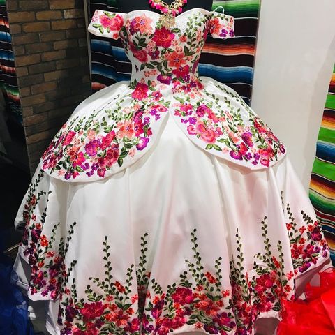 Floral Satin vestidos de 15 años 2022 Puffy Embroidery Quinceanera Dress  Off the Shoulder Sweet 15 Dress Long Prom Gowns - Price history & Review |  AliExpress Seller - Miraitowa Bridal Boutique Store 