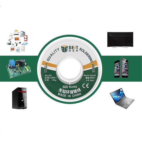 40g 0.4/0.8mm Solder Wire Roll Sn99.3/Bi0.7 Tin Lead-Free Rosin Core Soldering Welding Line Welding Flux Soldering Tool ► Photo 1/6