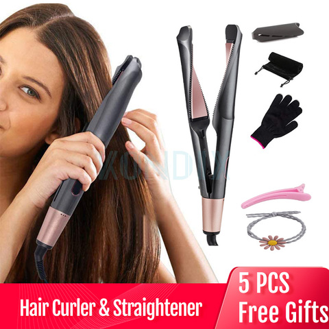 Hair Curler & Straightener 2 in 1,  Spiral Wave Curling Iron, Professional Hair Straighteners, Fashion Styling Tools 2022 New ► Photo 1/6