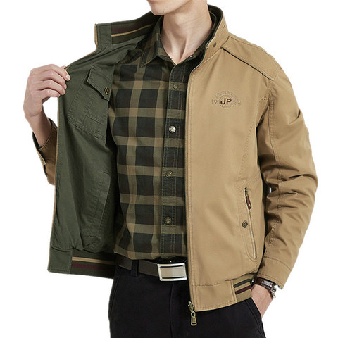 Brand Double-sided Military Jacket Men 7XL 8XL Spring Autumn Cotton Business Casual Multi-pocket Men's Jackets chaquetas hombre ► Photo 1/6