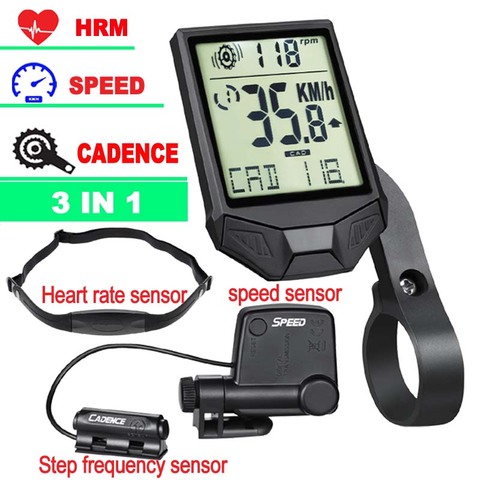 New Multifunctional Wireless Bicycle tachometer, Heart Rate Bicycle Computer, Cadence Cycle Computer, Nightlight, Waterproof ► Photo 1/6