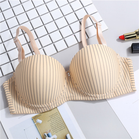 Fashion thin cup sexy bra Striped Bralette Bra Women Sexy Lingerie Push Up bra gather breast t shirt half wedding bra ► Photo 1/6