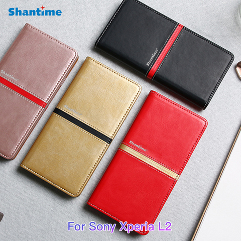 Leather Book Case For Sony Xperia L2 H3311 H3321 H4311 H4331 Business Flip Phone Bag Case Silicone Back Cover With Phone Stand ► Photo 1/6