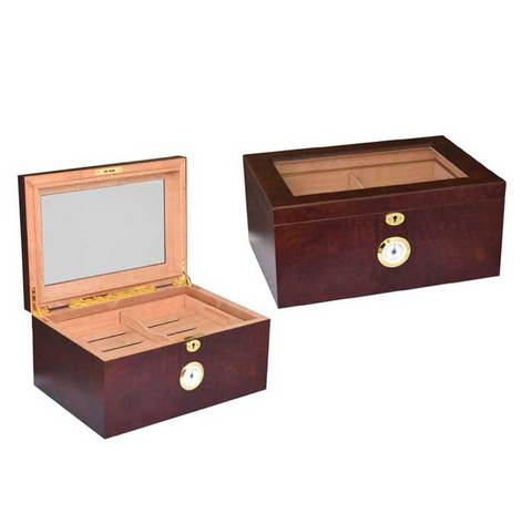 Glass Top humidor  Wood Spanish cedar Cigar Storage Humidor Cigar Display Box with Tray ► Photo 1/5
