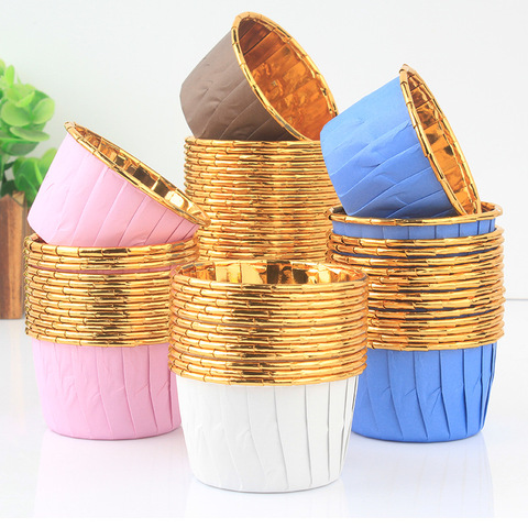 50pcs Muffin Paper Cups Gold Cupcak Liner Cake Wrappers Baking Cup Tray Case Cake Paper Cups Cake Baking Mold For Pastry Tools ► Photo 1/6