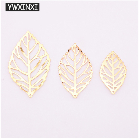 YWXINXI 50 Pcs fashion Simple Leaves Filigree Metal Crafts Jewelry DIY Accessories Pendant Costume decoration ► Photo 1/6