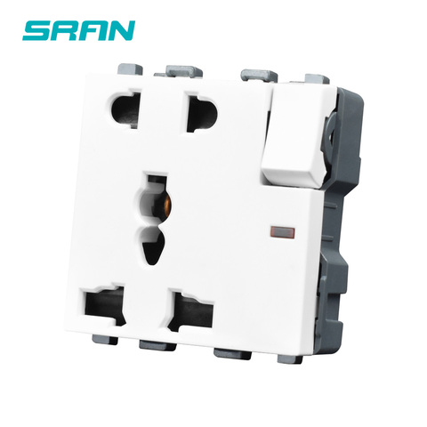 SRAN 52*52 Universal 5pin socket with switch control，function module accessories suitable for 86*86 panels ► Photo 1/3