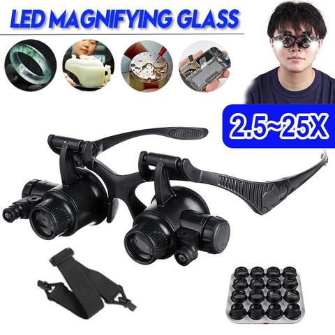 2.5X 4X 6X 8X 10X 15X 20X 25X 8 Lens Loupe Headband Magnifier Glasses With LED  Light Head Mount Magnifier Magnifying Glasses - Price history & Review, AliExpress Seller - zizicheery13 Store