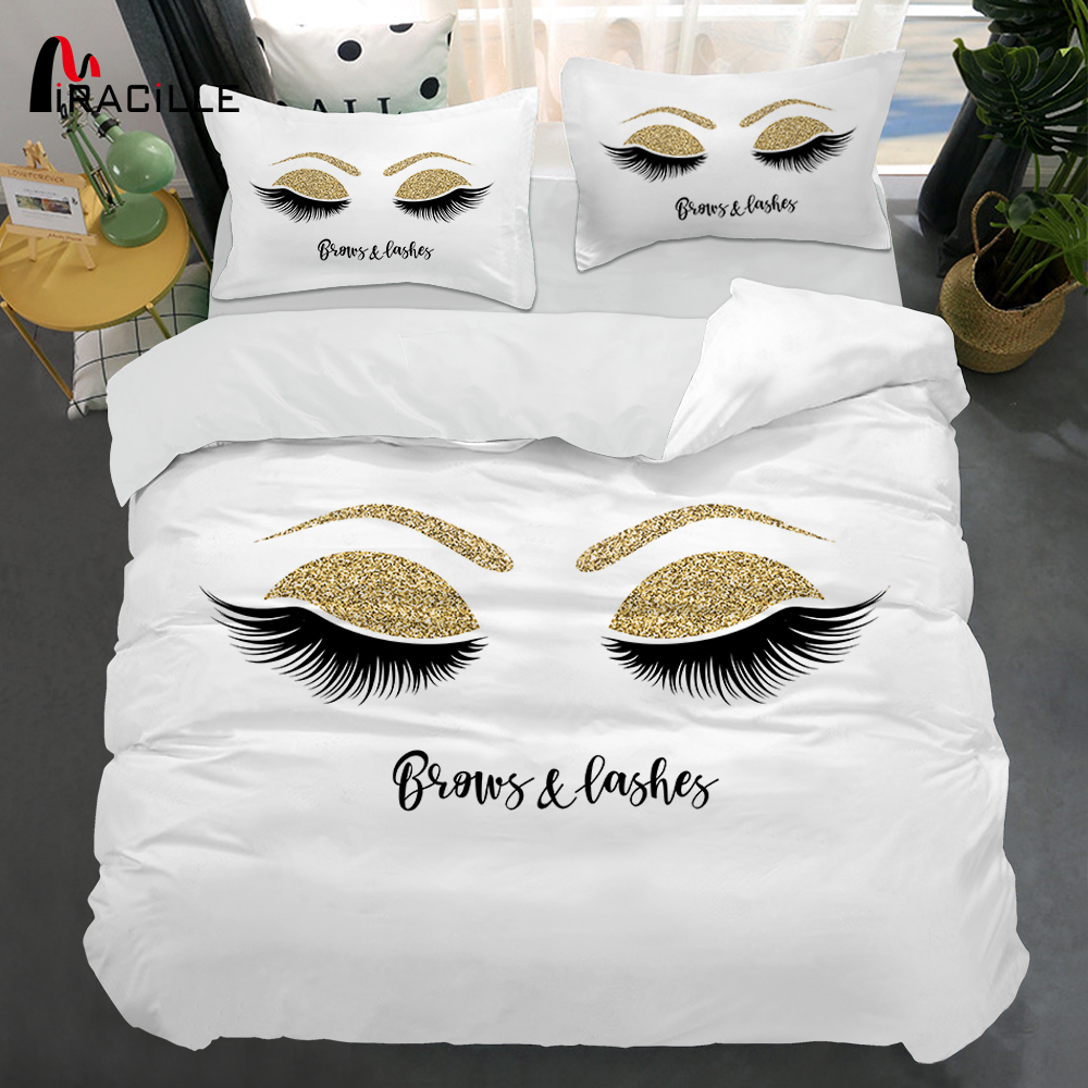 Miracille Eyelash Bed Linen Gold, Funny Duvet Covers