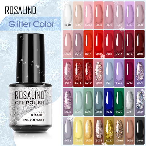 ROSALIND Nail Polish Red Yellow Series Gel Varnishes All For Manicure Nails Art Base Top Coat UV Semi Permanent Nail Gellak ► Photo 1/6