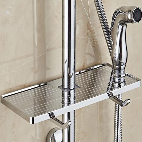 Bathroom Shampoo Lotion Tray Holder Shower Pole Storage Rack Organizer Basket Hollow Out Bathroom Shelf For 24mm/25mm Shower Rod ► Photo 1/6