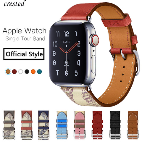 Single tour for Apple watch band 44mm 40mm iWatch band 42mm 38mm Genuine Leather bracelet Apple watch series 3 4 5 se 6 strap ► Photo 1/6