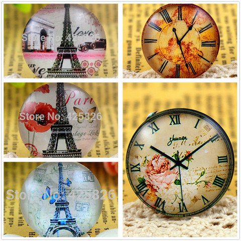 New Fashion  5pcs/Lot 25mm  clock Handmade Photo Glass Cabochons ► Photo 1/3