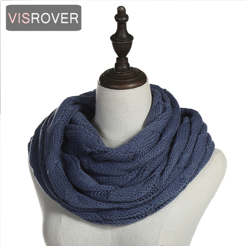 VISROVER woman winter solid color snood with twist shape soft handfeeling lady winter scarf acrylic winter wraps wholesales ► Photo 1/6