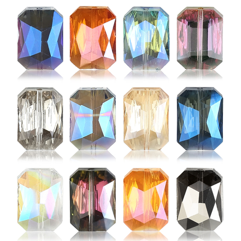 10pcs Austrian Crystal Rectangular Charms Jewelry Making  Accessories 13*18mm Faceted Glass Flat Beads DIY Necklace Pendant ► Photo 1/6