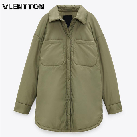 2022 Autumn Winter Oversize Warm Cotton Jacket Coat Women Vintage Green Long Overcoats Female Loose Solid Light Parka Outwear ► Photo 1/6