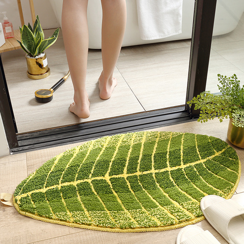 Banana Leaf Bath Mat Super Soft Absorbent Bath Carpet Anti-slip Floor Mat Door Entrance Decorative Door Mat Kitchen Mat ► Photo 1/6