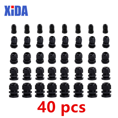 40pcs Each of 8 PG7 PG9 PG11 PG13.5 PG16 Thread Nylon Cable Gland Kit Wire Connector Waterproof Plastic Cable Gland Reducer ► Photo 1/6