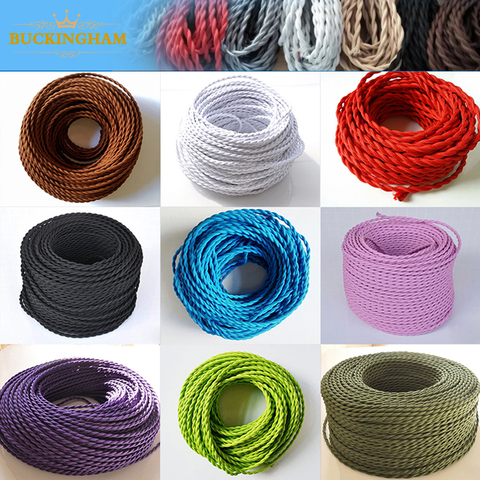 2 Core Electrical Wire Vintage Twisted Fabric Cable Woven 0.75mm*2 Cord Textile Cable Pendant Lamp Cord Edison Lighting wire ► Photo 1/5