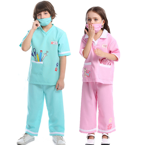 Purim Unisex Kids Female Doctor Nurse Veterinary Costume Surgeon Dr Uniform Cosplay Halloween Carnival Party Fancy Dress ► Photo 1/6