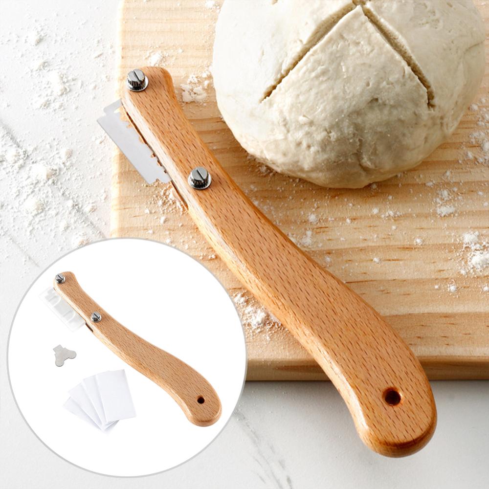 Bread Cutter Lame Wooden Handle Bread Slashing Dough Scoring Knife with  5Pcs Replaceable Blade Bread Making Kitchen Baking Tools