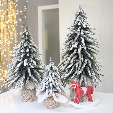 2022Christmas artificial linen mini Christmas cedar flocking desktop window counter bar restaurant decoration artificial tree ► Photo 1/6