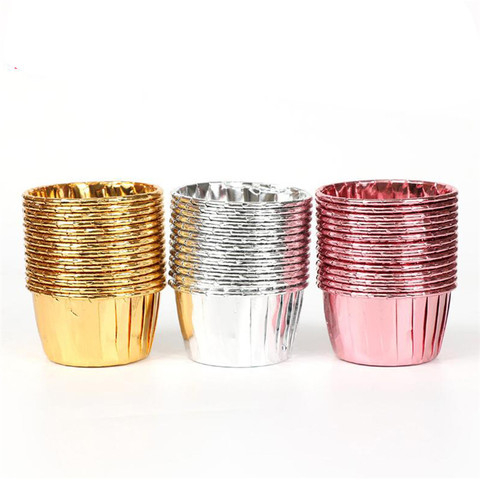 50pcs Cupcake Paper Cup Oilproof Cupcake Liner Baking Cup Tray Case Wedding Party Caissettes Golden Muffin Wrapper Paper ► Photo 1/6