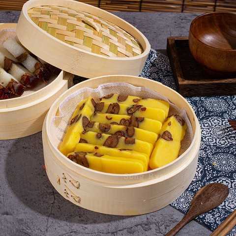 Steam Bamboo Cooker Basket Mantyshnica Dumpling Dim Sum Fish Rice Vegetable Snack Set Kitchen Cooking Tools Steamer With Cover ► Photo 1/6