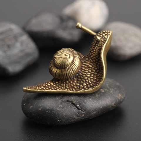 Personality Retro Pure Copper Mini Snail Statue Ornaments Desk Antique Brass Tea Pet Collection Home Decorations for Living Room ► Photo 1/6