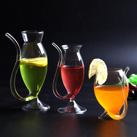 Creative Wine Whiskey Transparent Glass Heat Resistant Sucking Juice Milk Drinking Tube Straw Cup Kitchen Drinkware ► Photo 1/6