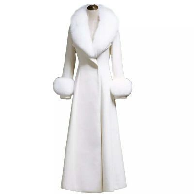 plus size 3XL!White Woolen Coat Women Overcoat Korean Autumn  Fur Collar Warm Long Wool Coat Fashion Winter Jacket Women ► Photo 1/4