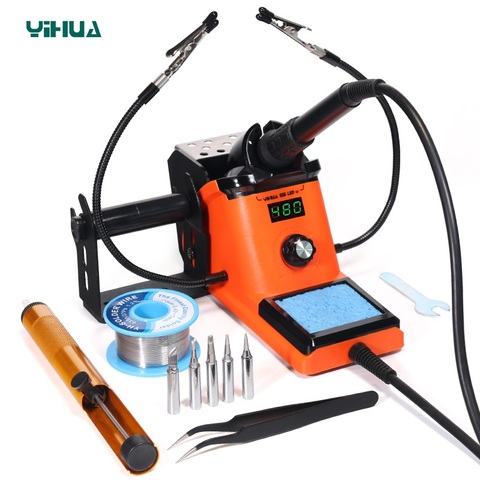 YIHUA 926LED-III 130W Soldering Iron with 2 Helping Hands Electric Soldering Iron Min SMD Soldering Station DIY Soldering Kit ► Photo 1/6